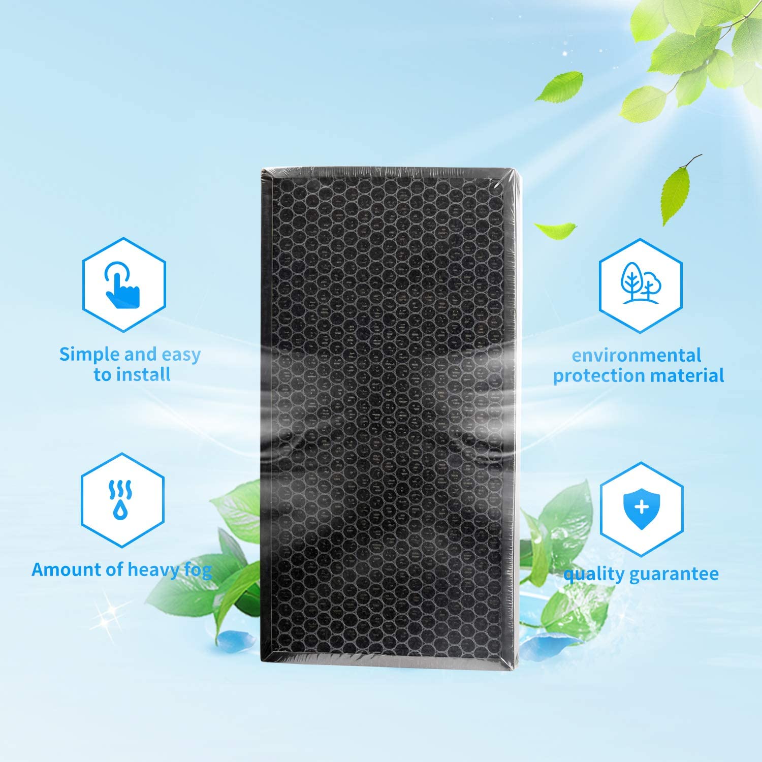 ROVACS Air Purifier RV550 Filter (2 pcs), High efficiency H13 particulate air filter and activated carbon sponge, lasts over 3000 hours, captures more than 99.97% of particles with a diameter greater than or equal to 0.3 microns